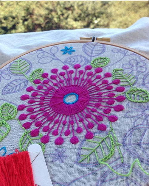 Purple Pinwheel embroidery kit