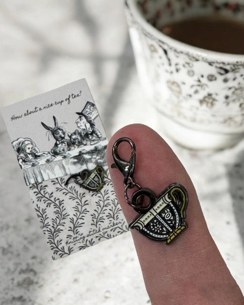 Teacup Stitch Marker – Mad Hatter’s Tea Party Edition