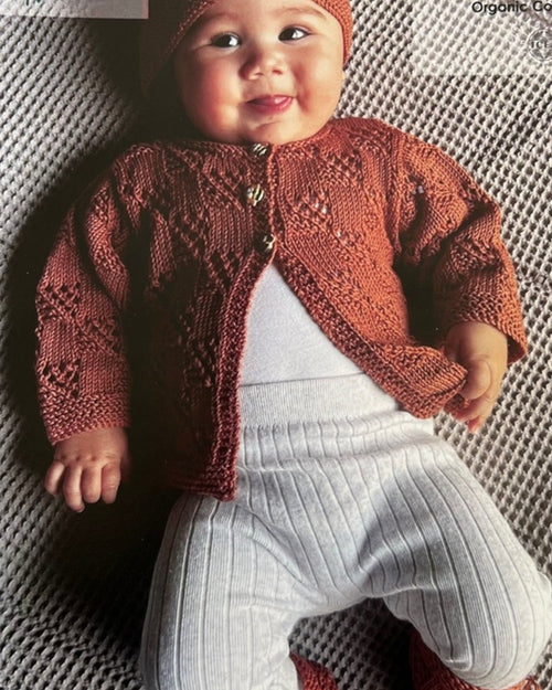 Square Patterned Jacket, Hat and Booties