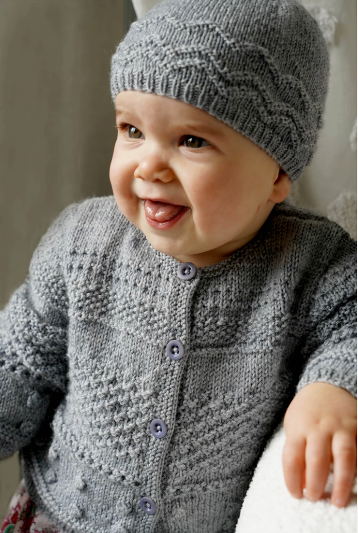 Baby boy knitted cardigan clearance and hat